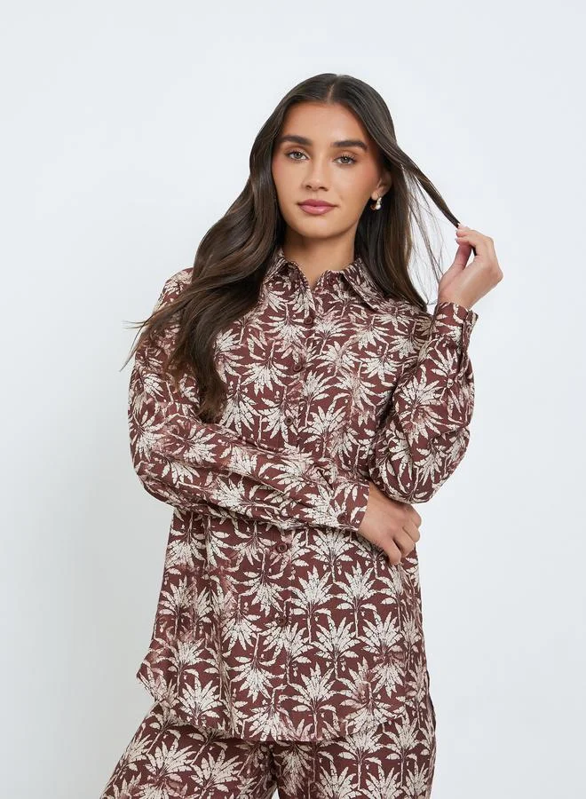 Styli Women Printed Oversized Short and Trousers Co-Ords